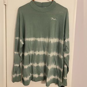 Pink Victoria’s Secret green tie-dye long sleeve shirt.